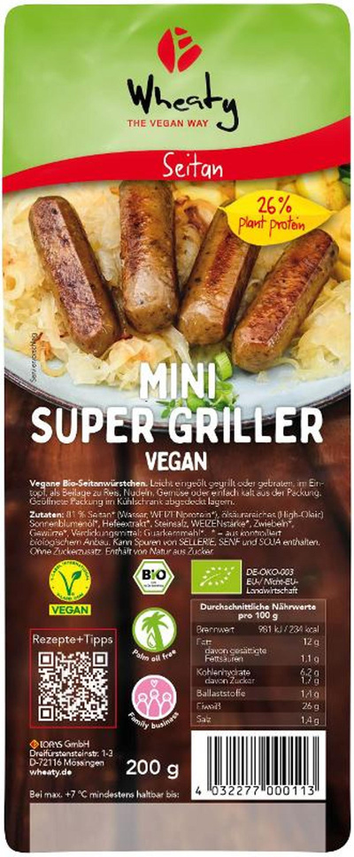 Produktfoto zu Wheaty Mini Super Griller vegan