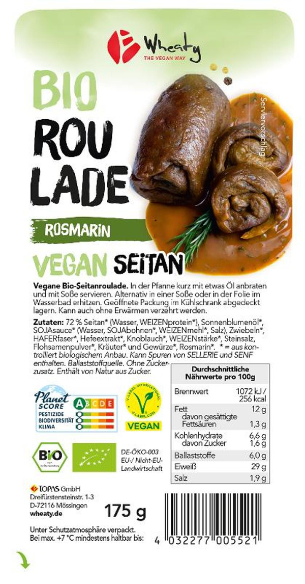 Produktfoto zu Wheaty Vegane Rosmarin Roulade