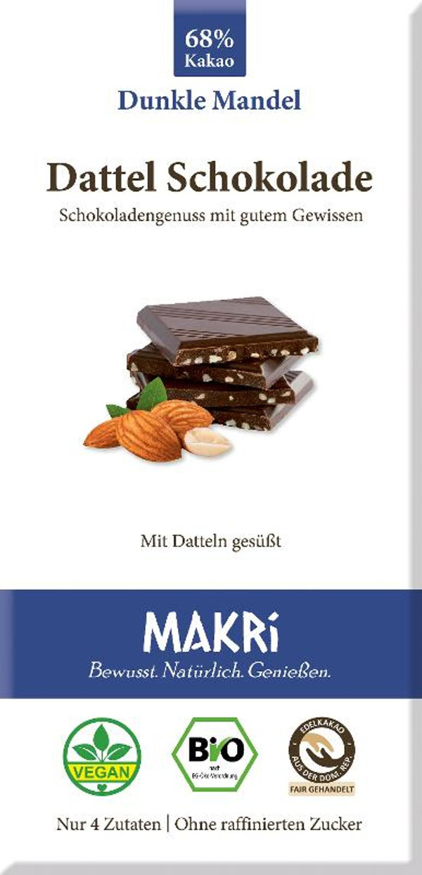 Produktfoto zu Dattel Schokolade Dunkle Mandel 68%
