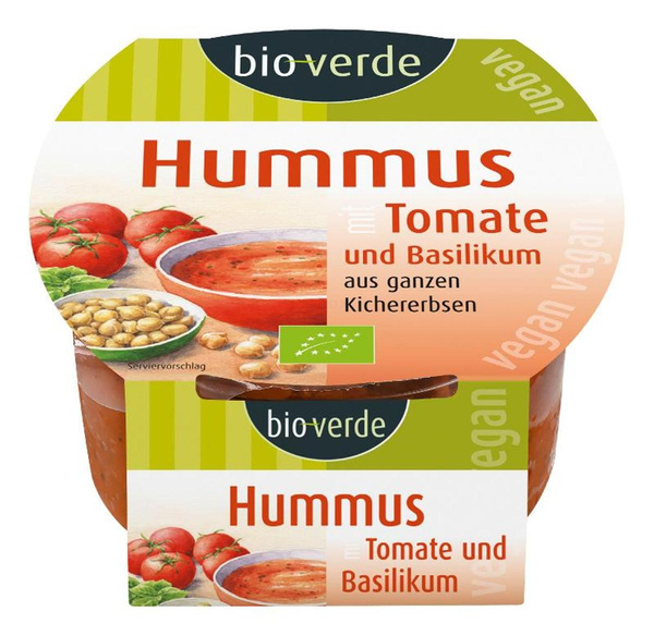 Produktfoto zu Hummus Tomate Basilikum
