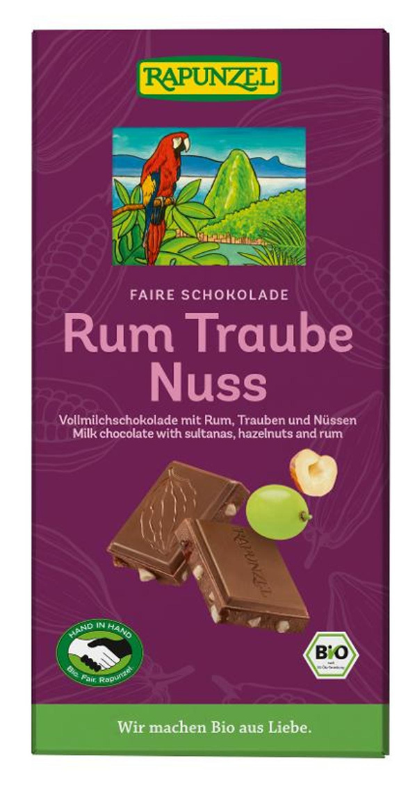 Produktfoto zu Vollmilchschokolade Rum-Traube-Nuss
