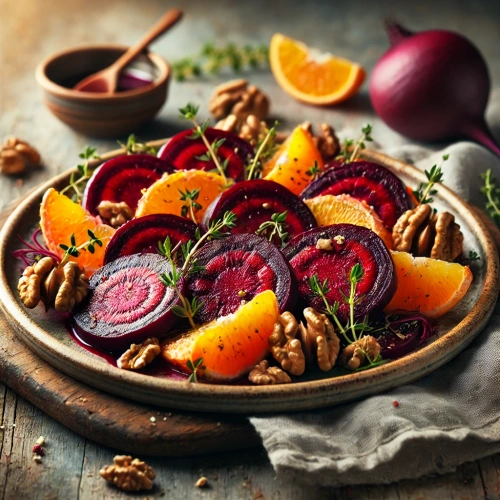 Ofengeröstete Rote Bete mit Orangen und Walnüssen