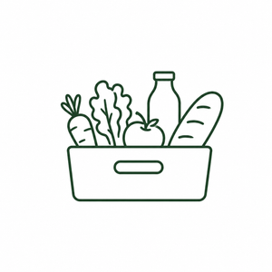 Hofkiste mit frischem Bio-Obst, Gemüse und Lebensmitteln