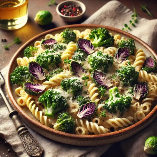 KW06: Pasta mit Flower Sprouts in cremiger Knoblauch-Sahnesoße