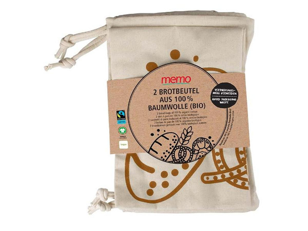 Produktfoto zu 2 Brotbeutel 100% Baumwolle