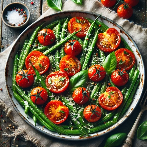 KW31: Gebackene Tomaten und Buschbohnen mit Kräutern