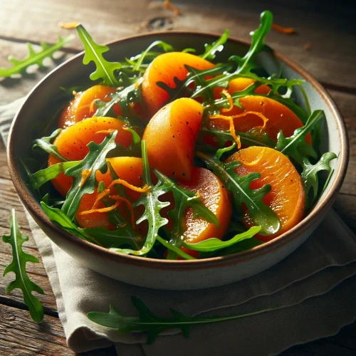 KW44: Kaki-Salat mit Rucola und Orangen-Vinaigrette