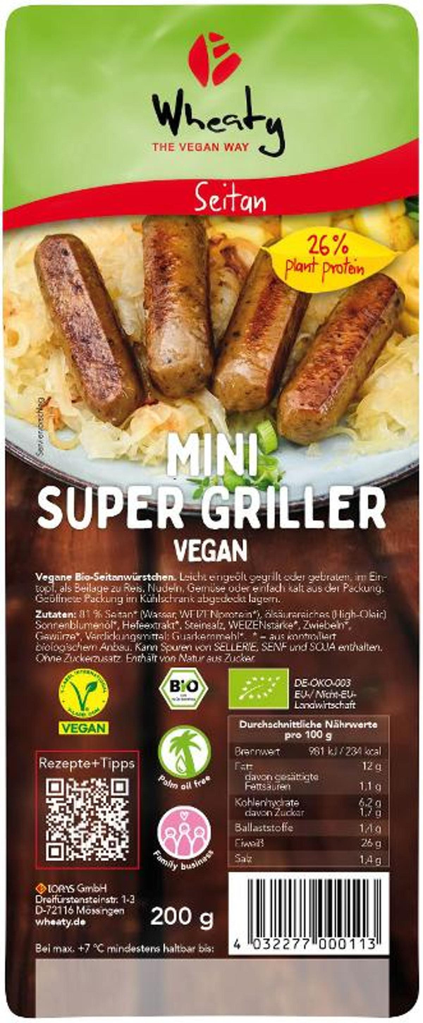 Produktfoto zu Wheaty Mini Super Griller vegan