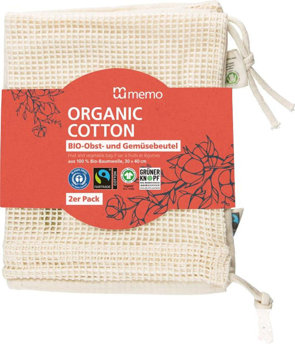 Produktfoto zu 2 Obst- & Gemüsebeutel 100% Baumwolle