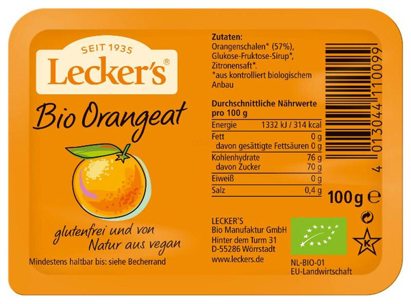 Produktfoto zu Orangeat ohne Weißzucker, gewürfelt 100g