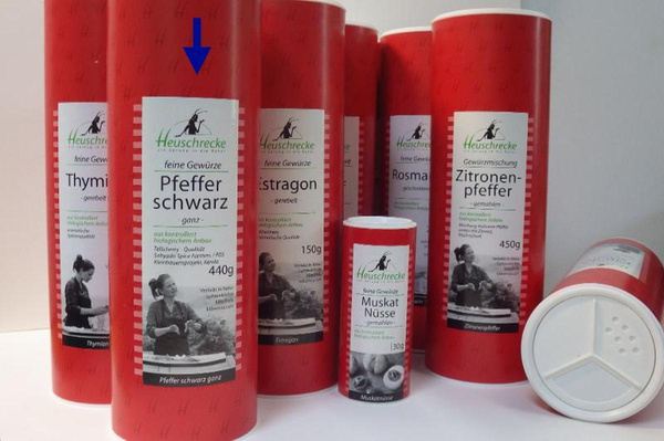 Produktfoto zu Pfeffer schwarz ganz Dose 0,44kg