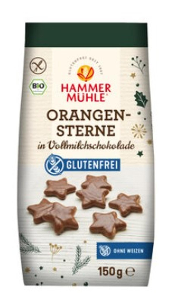 Produktfoto zu Orangensterne in Vollmilchschokolade (glutenfrei)