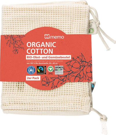 Produktfoto zu 2 Obst- & Gemüsebeutel 100% Baumwolle